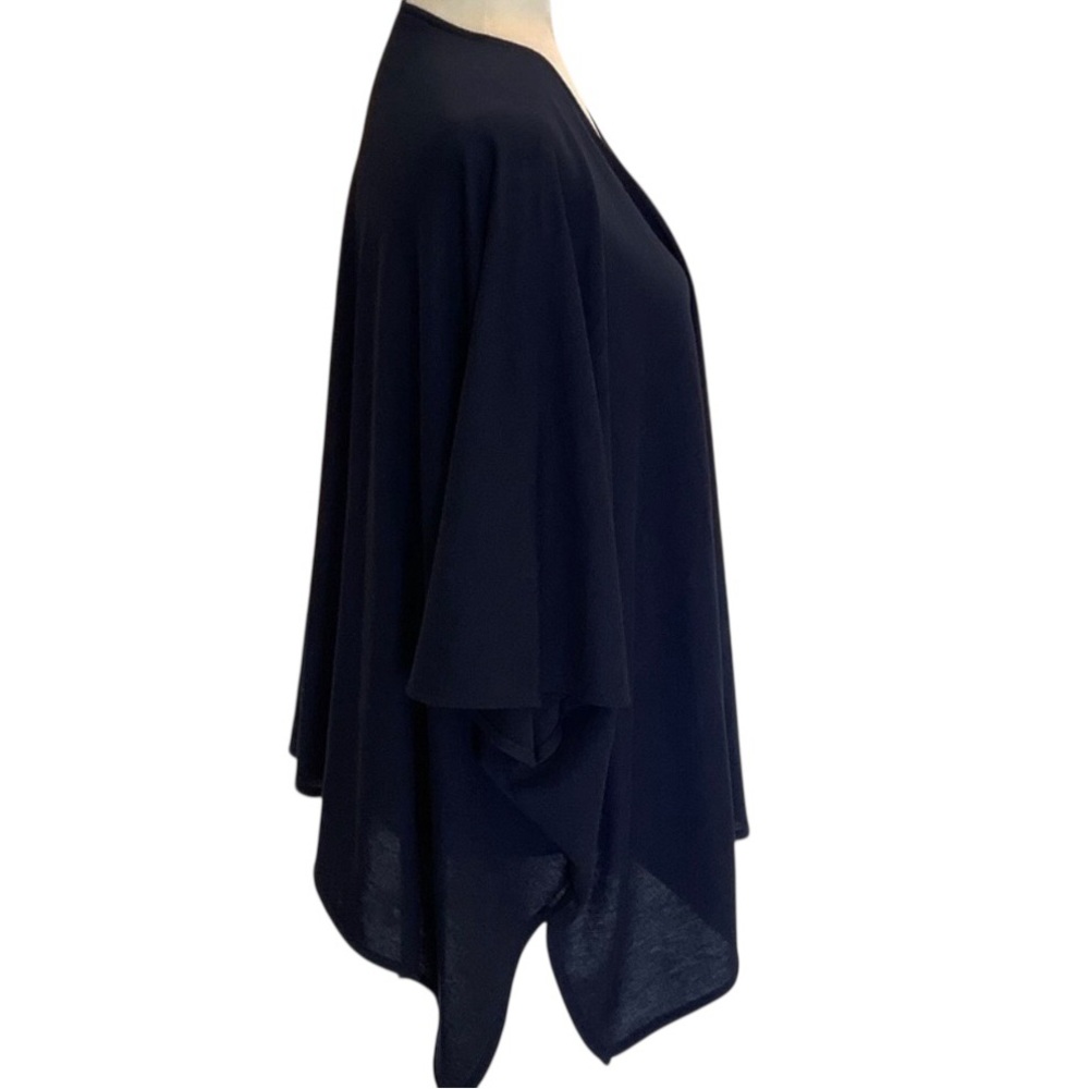 Chico’s Navy Blue Draped Poncho OSFM Open Front Cape Sleeve Lightweight Layer - Picture 6 of 8